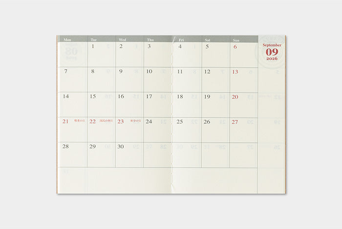 TRC Traveler's Notebook 2026 Refill Passport Monthly