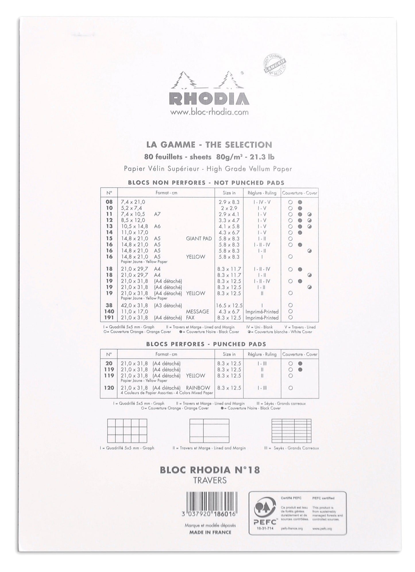 Rhodia Pad No18 A4 Lined White