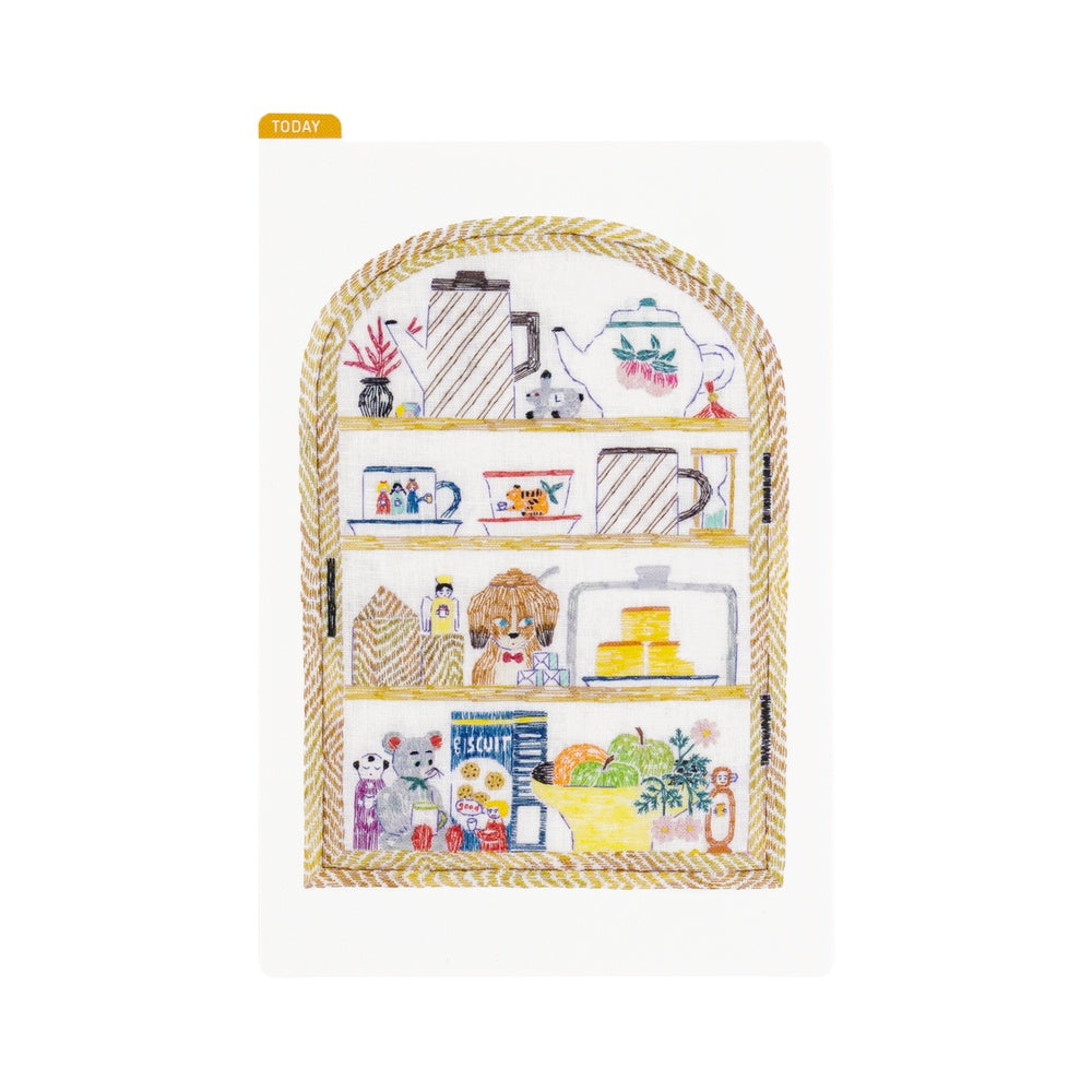 Hobonichi Accessories iyo okumi: Hobonichi Pencil Board for A6 Size (Happy Tea Time - Teapot Shelf)