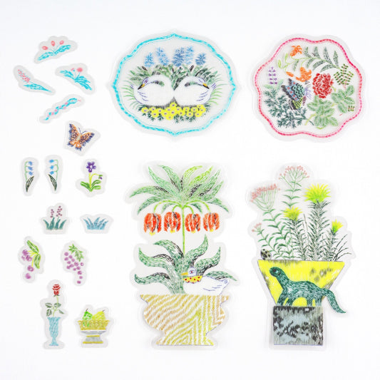 Hobonichi Accessories iyo okumi: Transparent Embroidery Sticker Set - My Garden