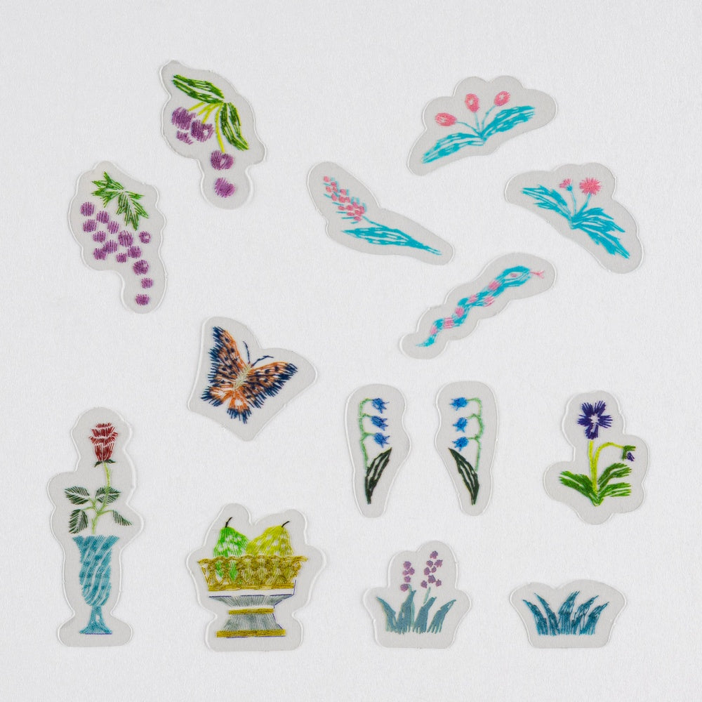 Hobonichi Accessories iyo okumi: Transparent Embroidery Sticker Set - My Garden