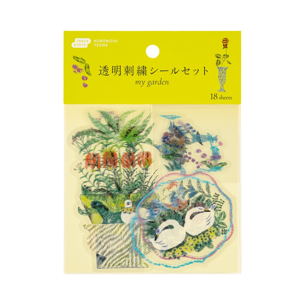 Hobonichi Accessories iyo okumi: Transparent Embroidery Sticker Set - My Garden
