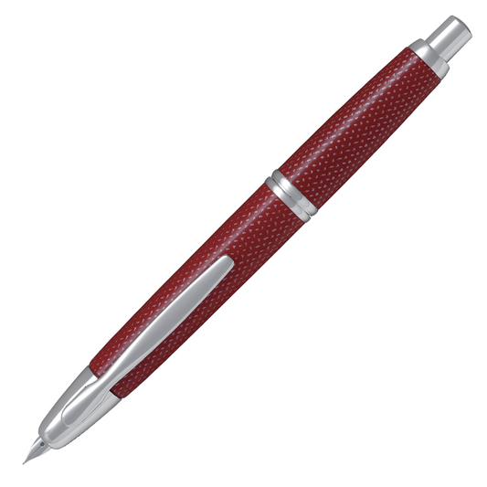Pilot Capless Vanishing Point Fountain Pen Carbonesque Splash Red/Rh 18K F