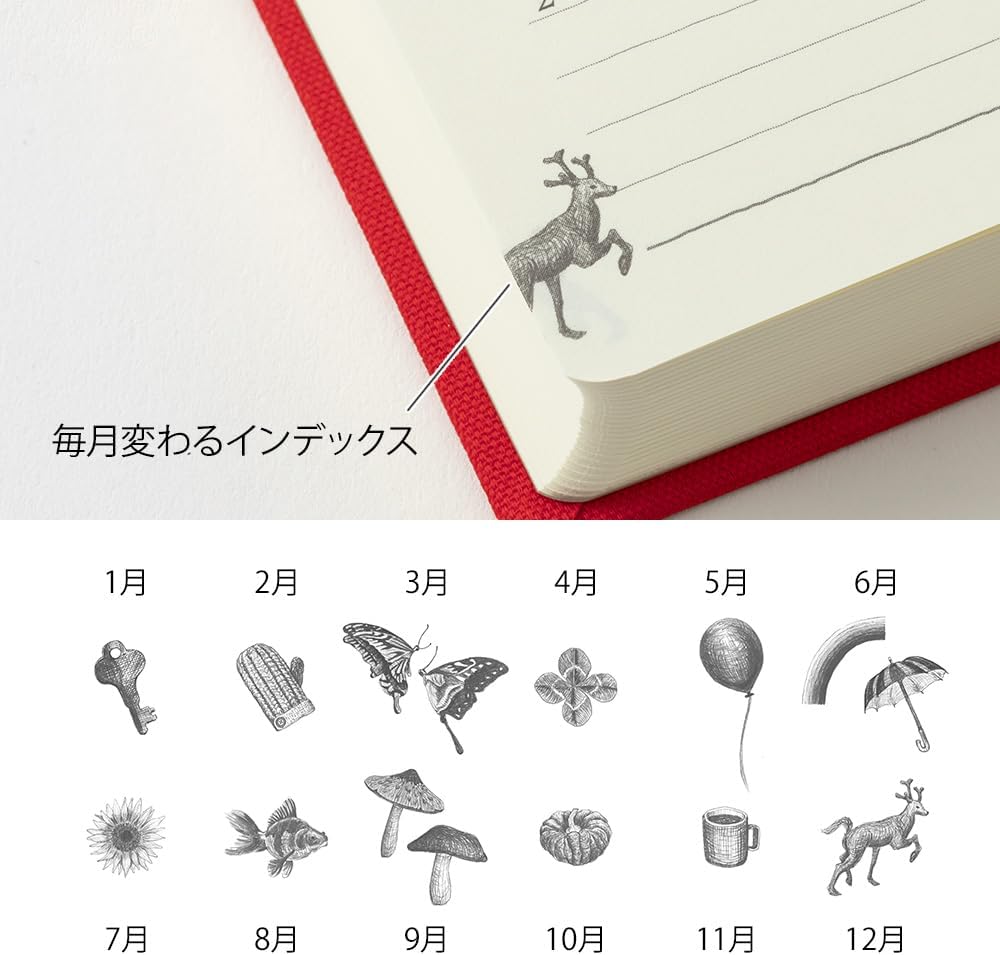 Midori Diary 5 years Gate Red