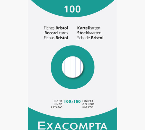 Exacompta - Réf. 13346E - Étui De 100 Fiches Bristol Unies Non