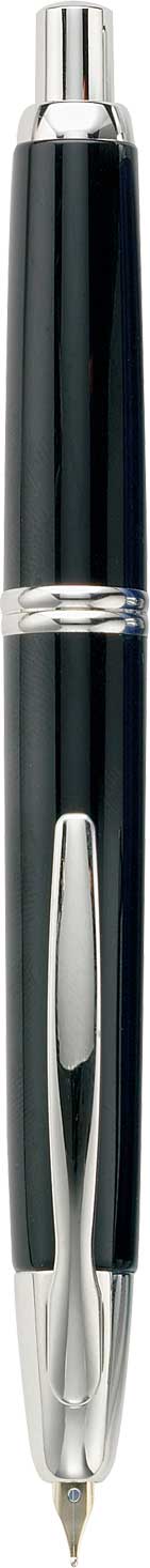 Pilot Capless Vanishing Point Fountain Pen Black Carbonesque Splash Black/Rh 18K F