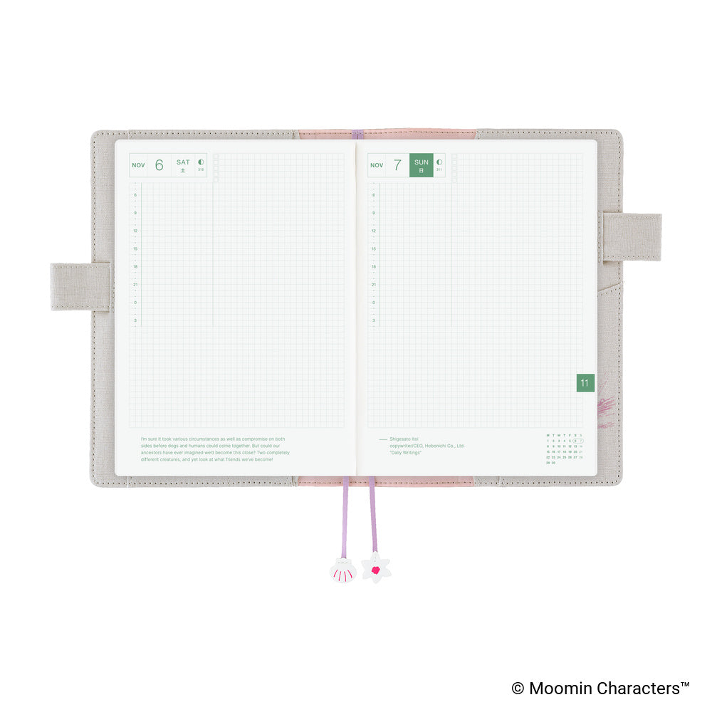 Hobonichi Cover A5 Moomin: My Yard (Pink Gray)