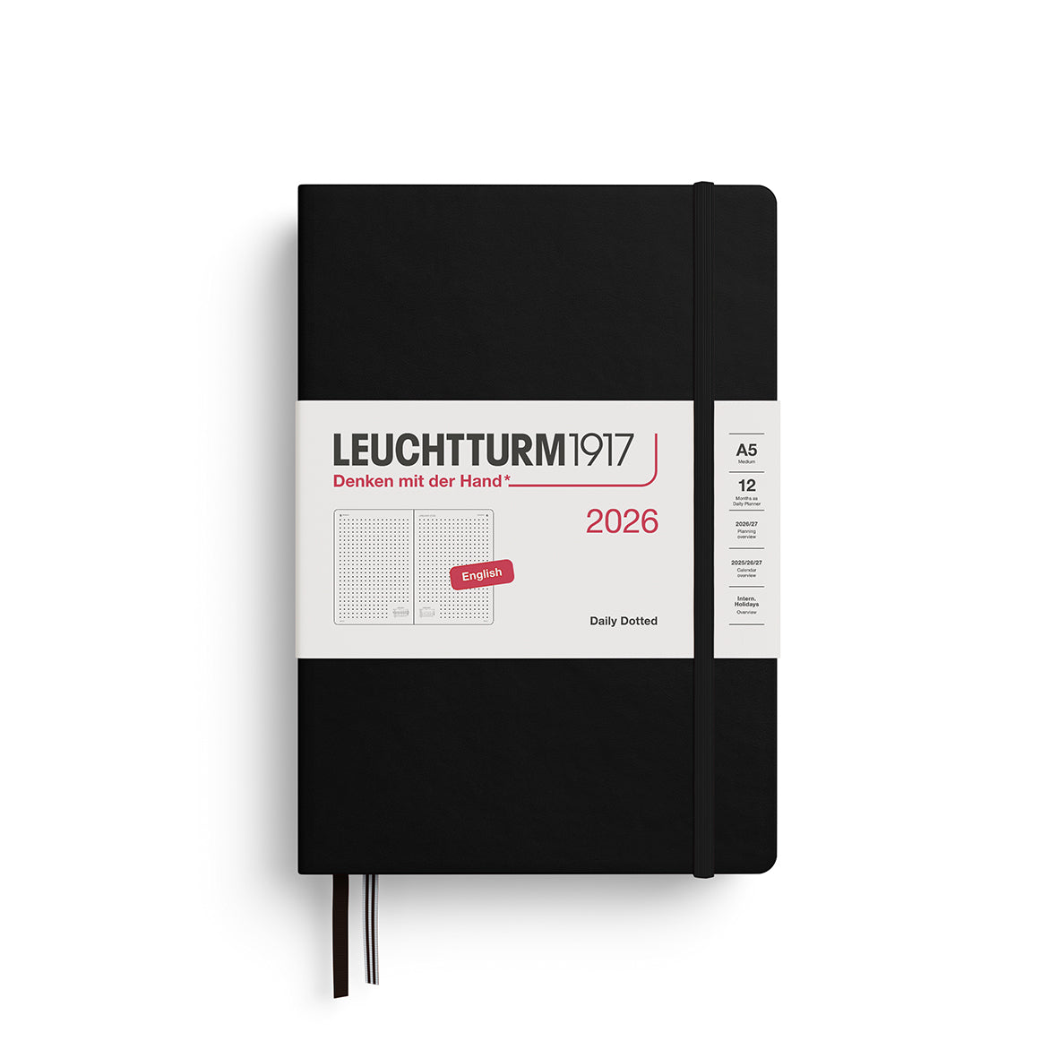 Leuchtturm 2026 12M Daily Planner Dotted Hardcover Medium A5