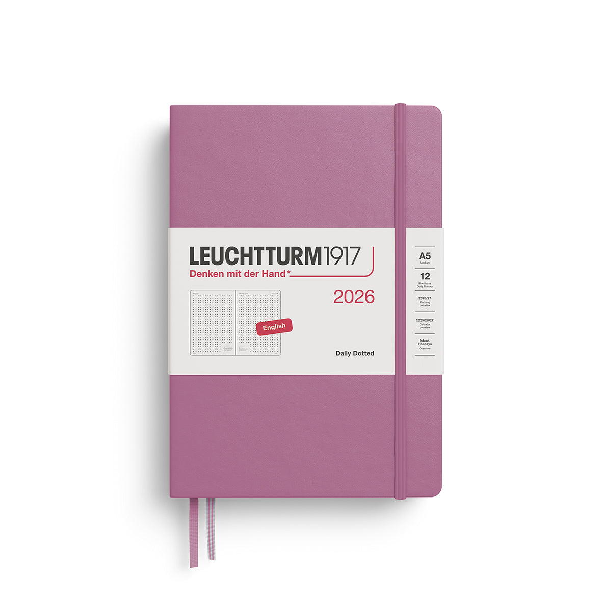 Leuchtturm 2026 12M Daily Planner Dotted Hardcover Medium A5