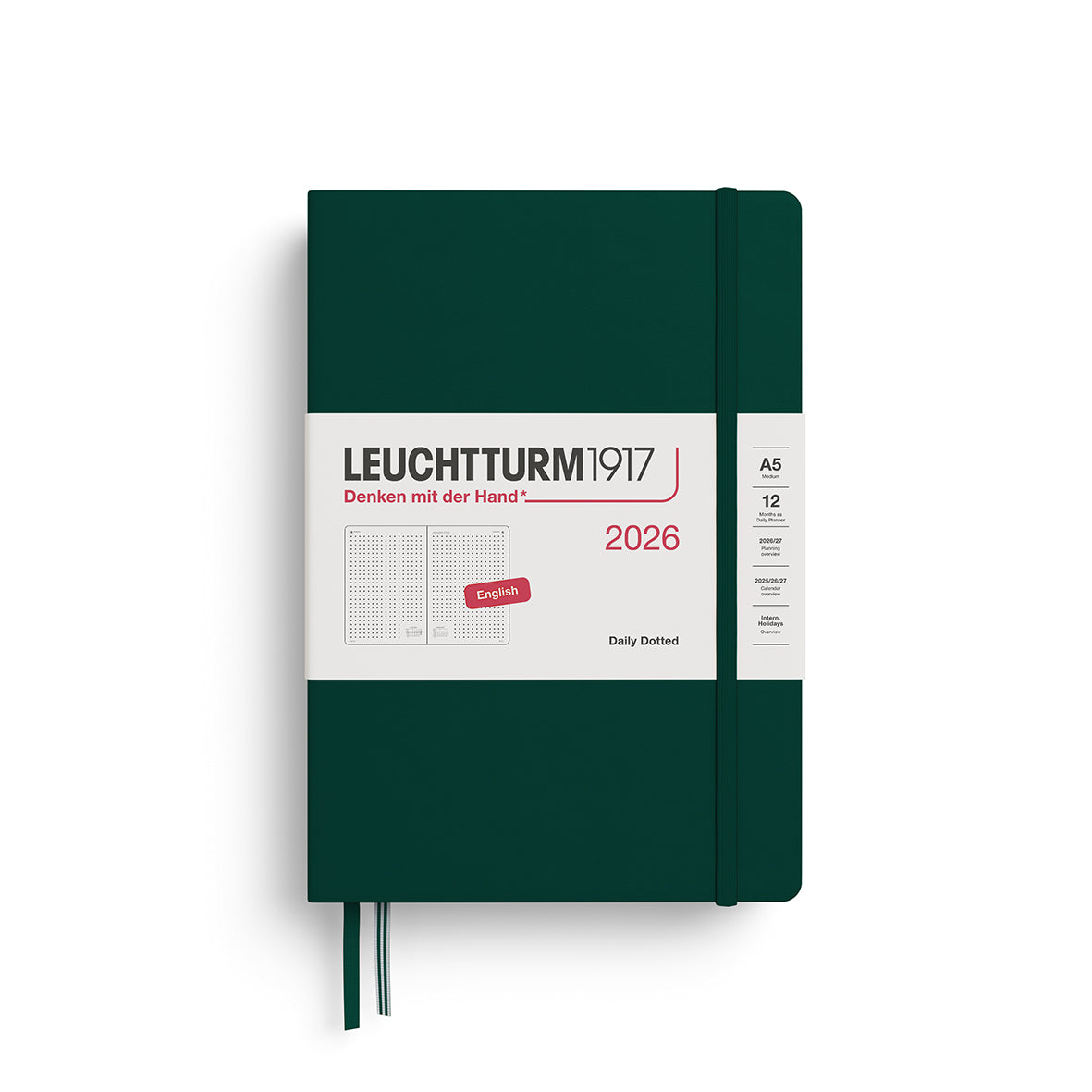 Leuchtturm 2026 12M Daily Planner Dotted Hardcover Medium A5
