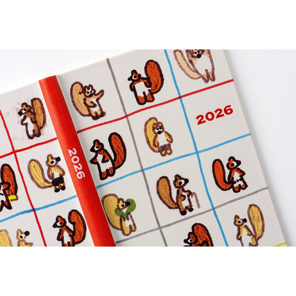 Hobonichi Planner Weeks 2026 ENG 100%ORANGE: Squirrel’s Moving Day