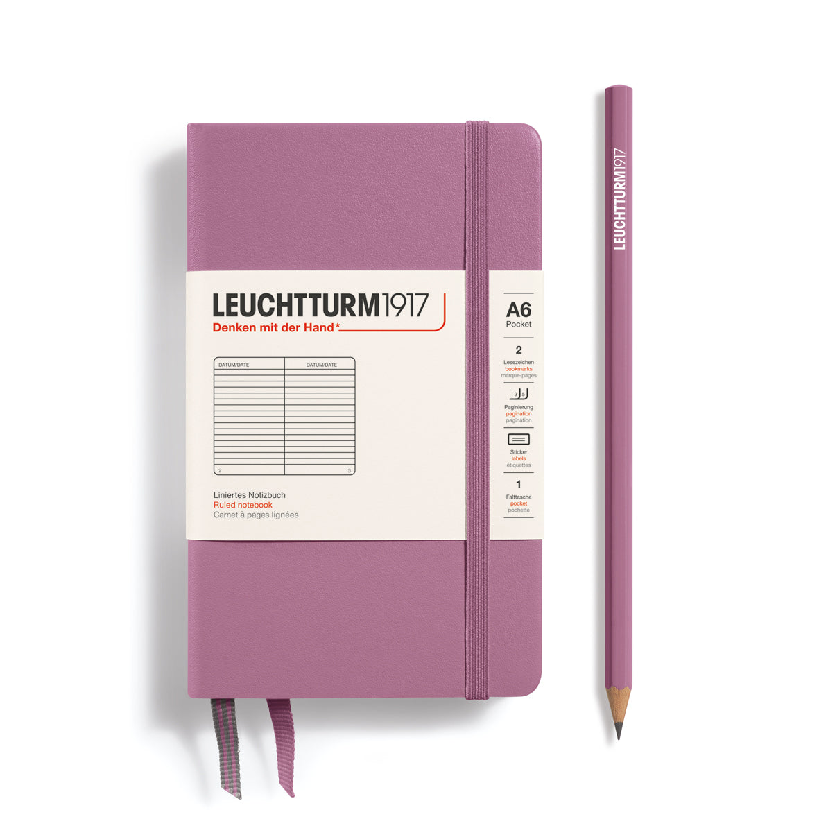 Leuchtturm Notebook Pocket A6 Hardcover Dusty Rose Lined