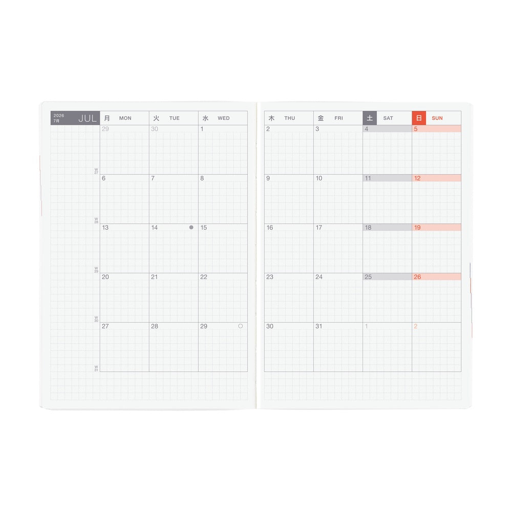 Hobonichi 2026 Planner HON A6 English Paper Series: Black Gingham