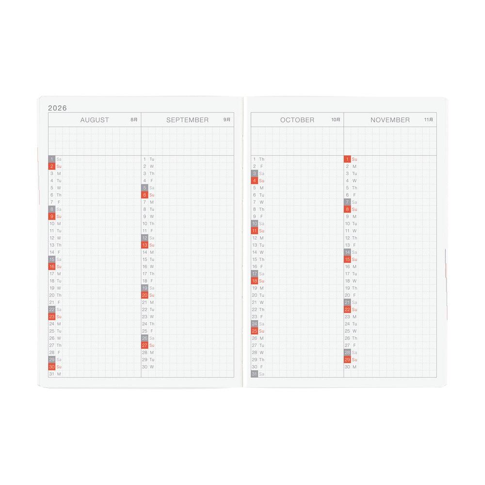 Hobonichi 2026 Planner HON A6 English Paper Series: Black Gingham