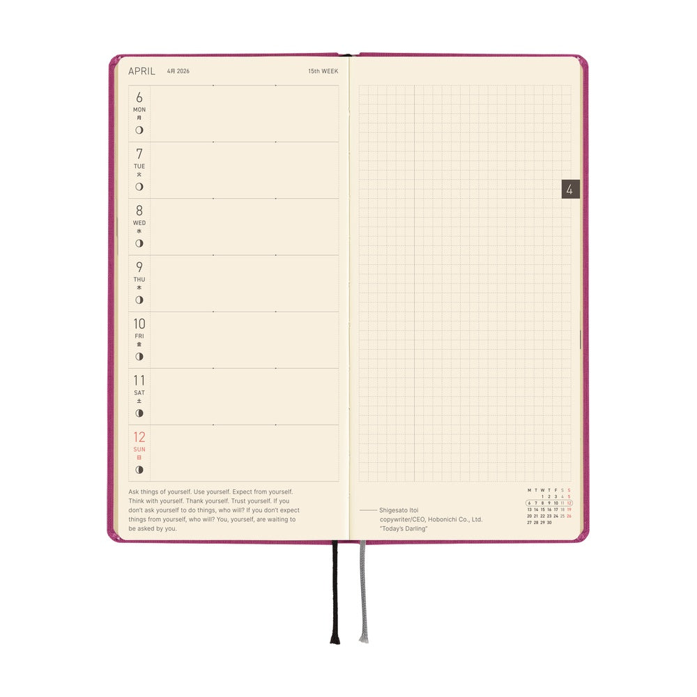 Hobonichi Planner Weeks 2026 ENG Colours