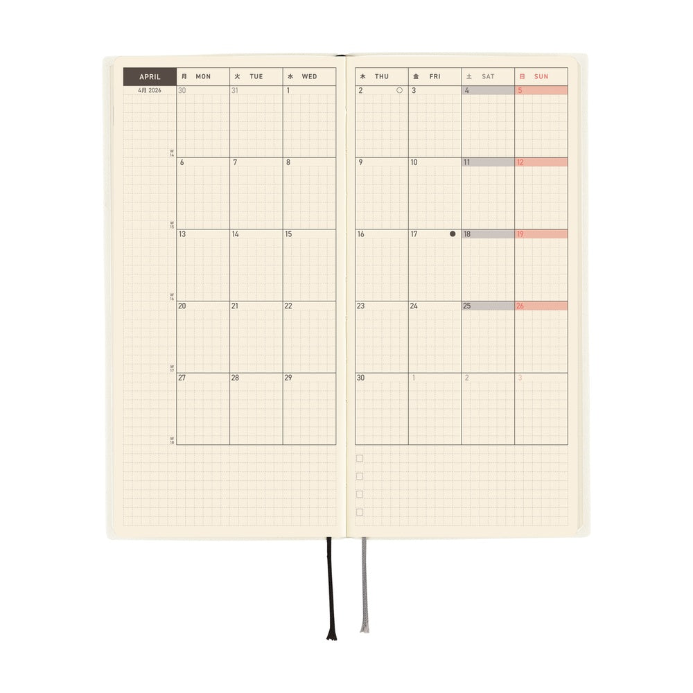 Hobonichi Planner Weeks 2026 ENG White Line