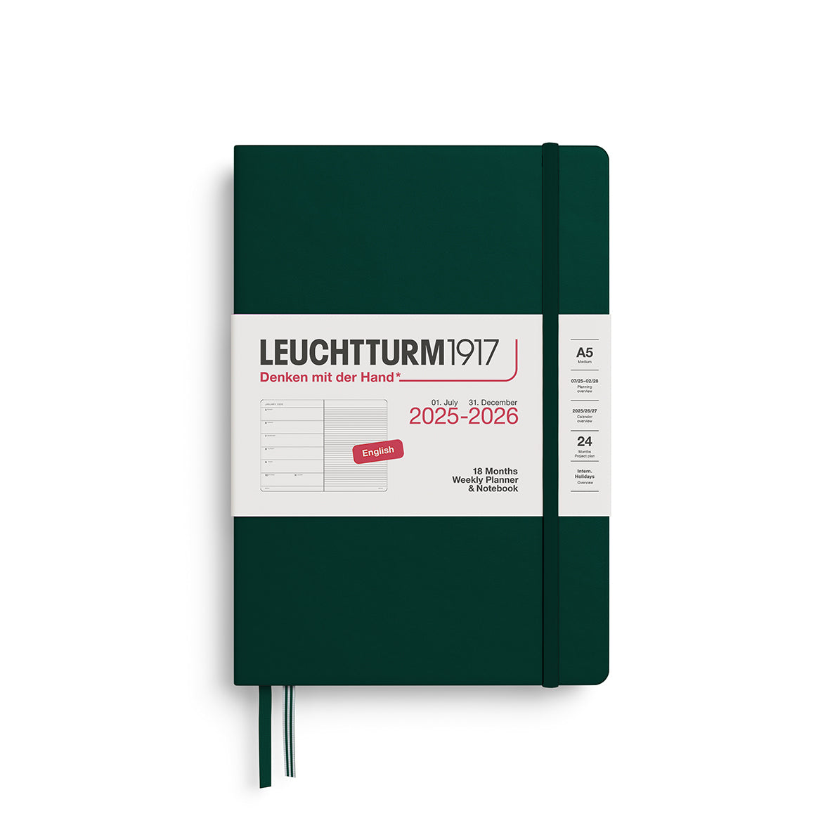Leuchtturm 2025-2026 18M Weekly Planner & Notebook A5 Hardcover