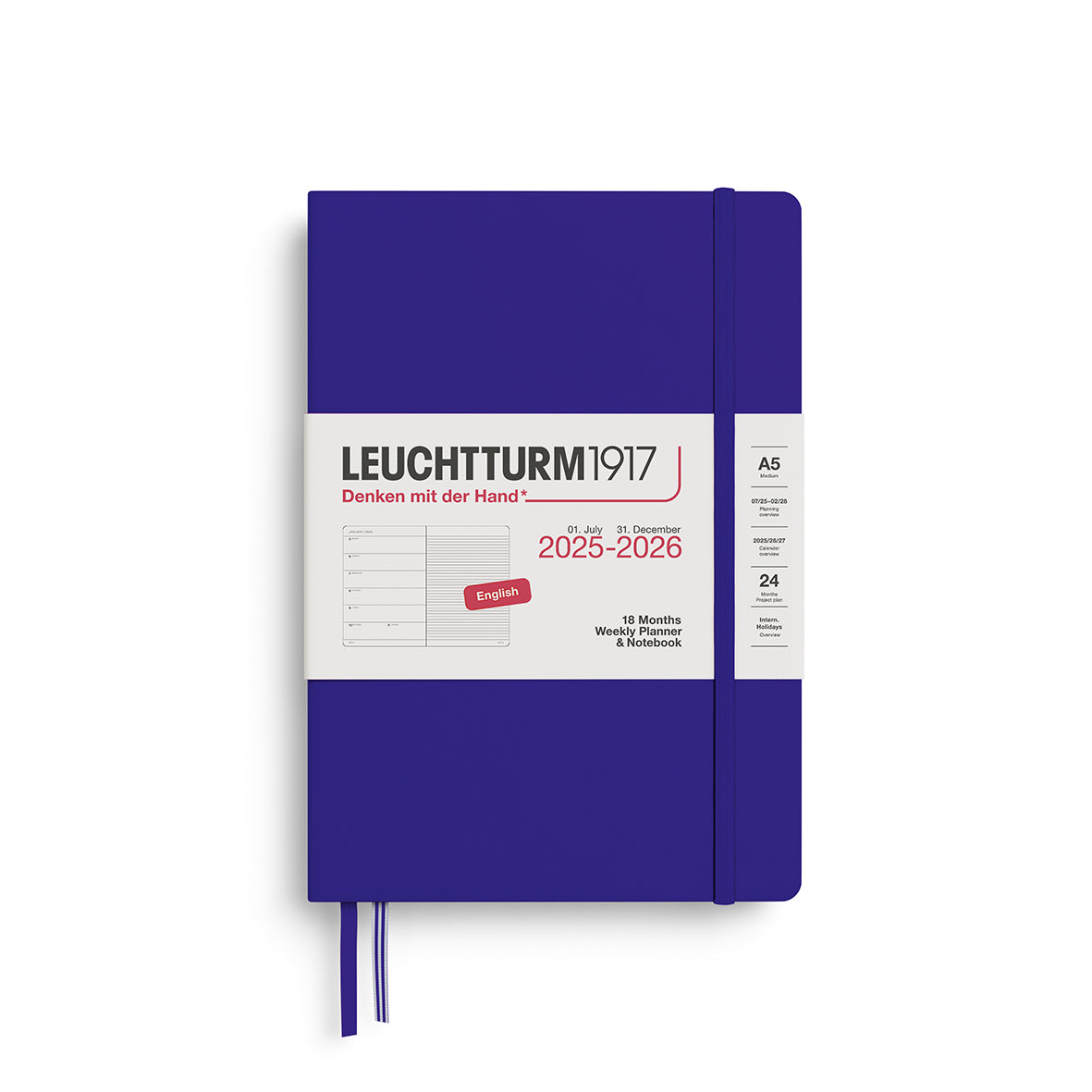 Leuchtturm 2025-2026 18M Weekly Planner & Notebook A5 Hardcover