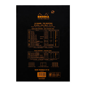 Rhodia Pad No18 A4 Grid Black