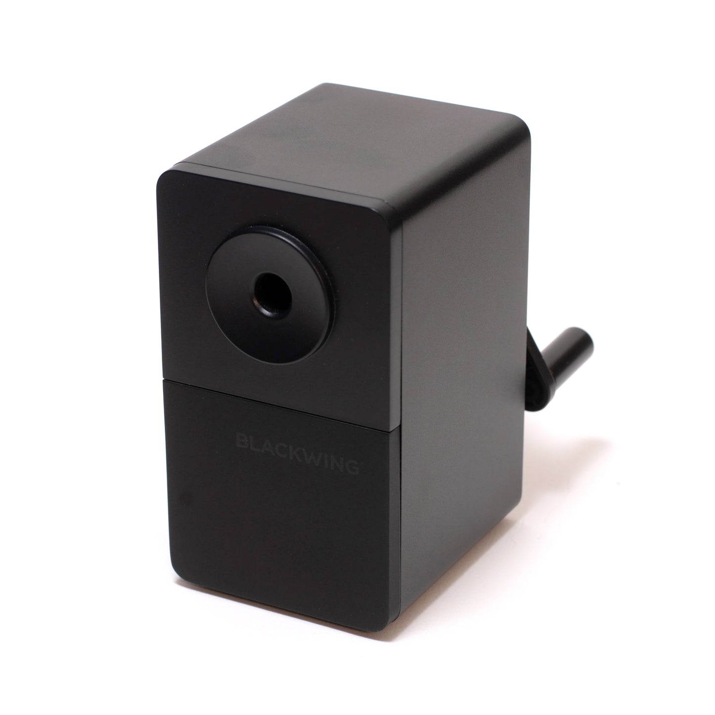 Blackwing Desktop Matte black metal Sharpener w/automatic sharpening brake.