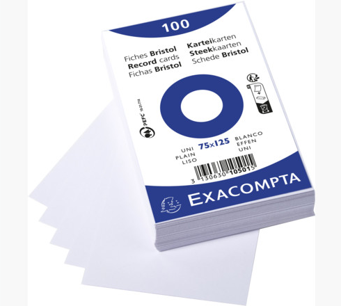 Exacompta Bristol Cards 200G Blank 75x125