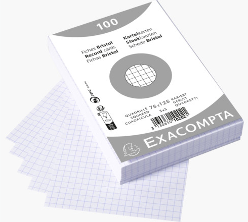 Exacompta Bristol Cards 200G Grid 75x125
