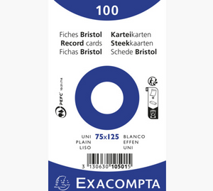 Exacompta Bristol Cards 200G Blank 75x125