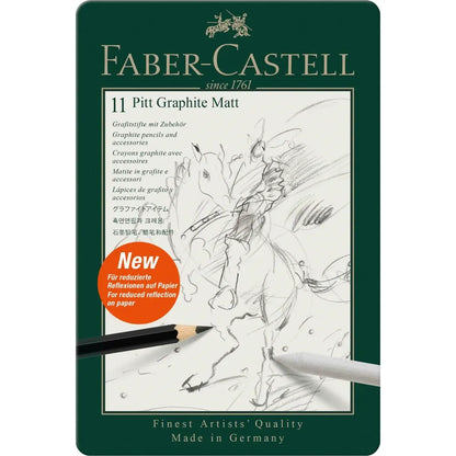 Faber-Castell Pitt Matt Graphite Pencils Set, Tin of 11