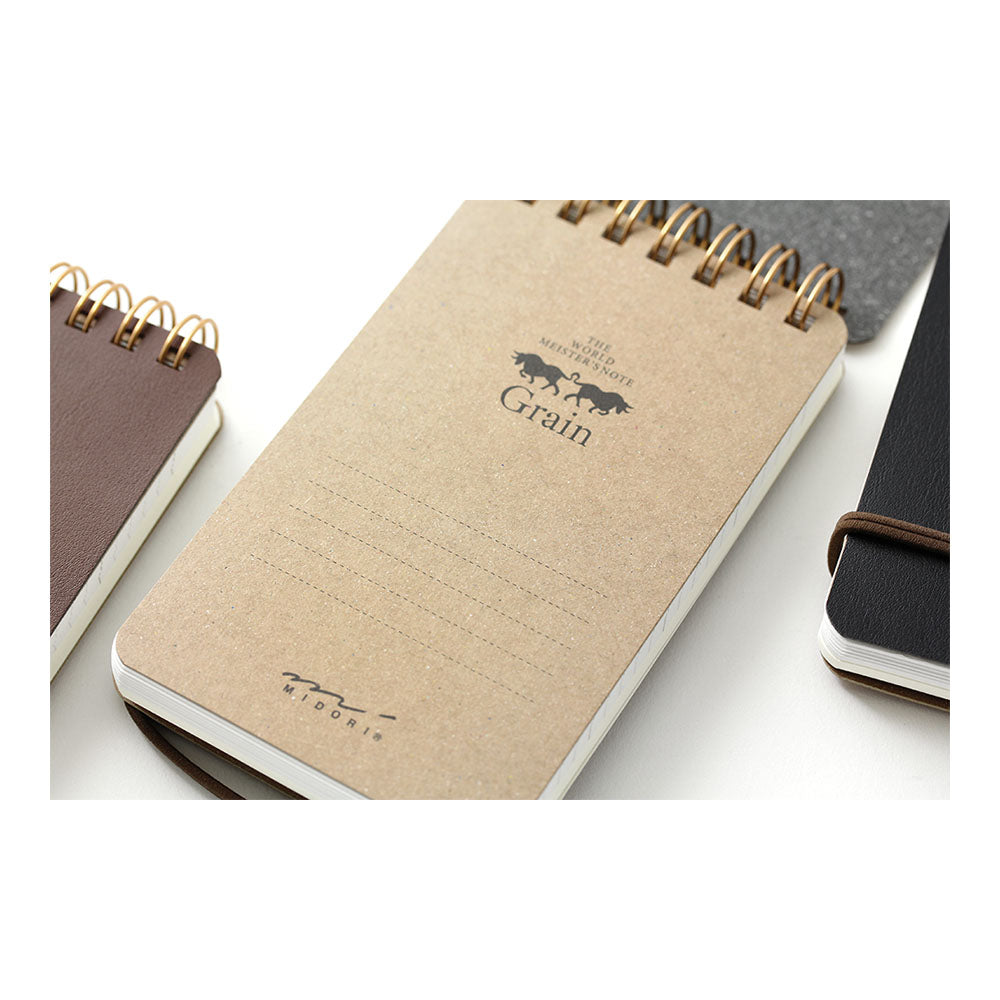 Midori World Meister Grain Ring Memo Dark Brown