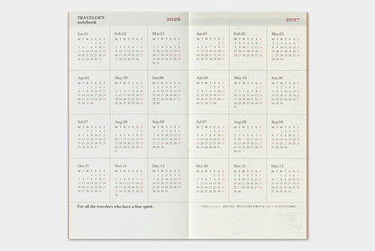 TRC TRAVELER’S notebook Diary 2026 Weekly + Memo Second Half