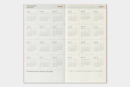 TRC TRAVELER’S notebook Diary 2026 Weekly Vertical Second Half