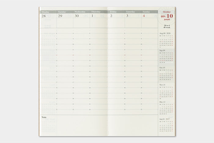 TRC TRAVELER’S notebook Diary 2026 Weekly Vertical Second Half