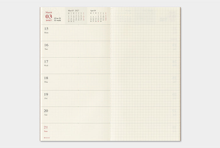 Traveler's Notebook 2027 Weekly+Memo Refill Regular Size