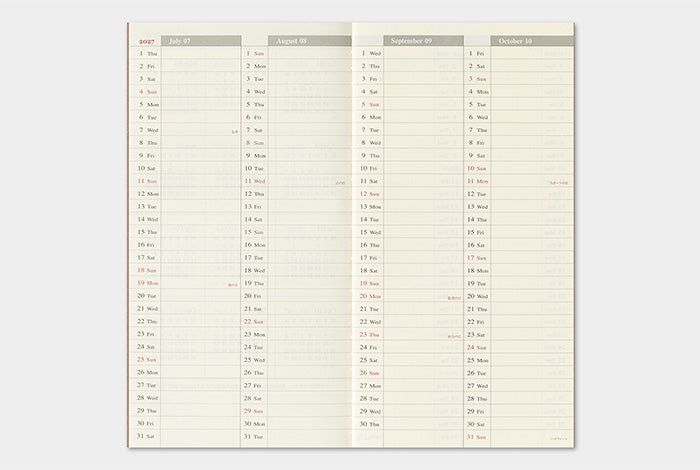 Traveler's Notebook 2027 Weekly+Memo Refill Regular Size
