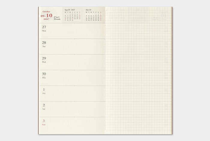 Traveler's Notebook 2027 Weekly+Memo Refill Regular Size