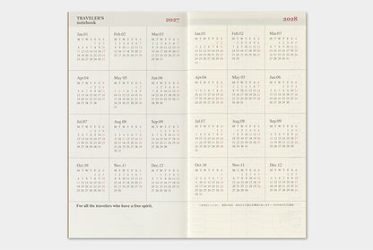 Traveler's Notebook 2027 Weekly Vertical Refill Regular Size