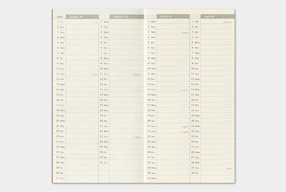 Traveler's Notebook 2027 Weekly Vertical Refill Regular Size