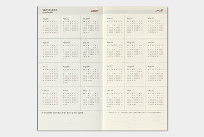 Traveler's Notebook 2027 Weekly Vertical Refill Regular Size