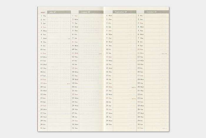 Traveler's Notebook 2027 Weekly Vertical Refill Regular Size