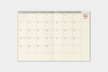 Traveler's Notebook 2027 Monthly Refill Passport Size