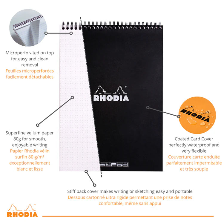 Rhodia No 18 Classic Wirebound Pad A4 Dotted Orange
