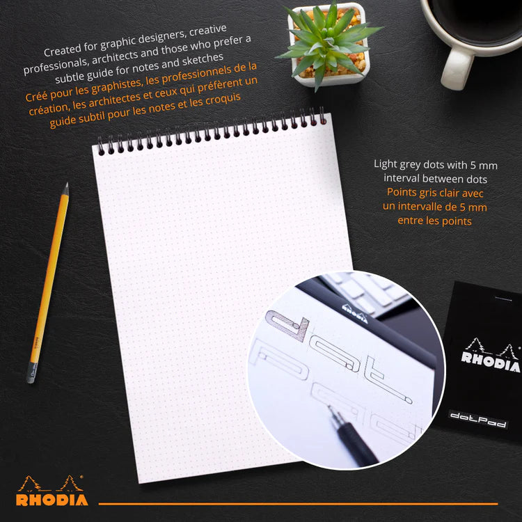 Rhodia No 18 Classic Wirebound Pad A4 Dotted Orange