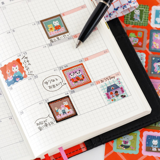 Hobonichi Accessories Yumi Kitagishi: Stickers - Daily Life of White Cat