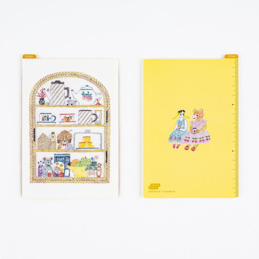 Hobonichi Accessories iyo okumi: Hobonichi Pencil Board for A6 Size (Happy Tea Time - Teapot Shelf)