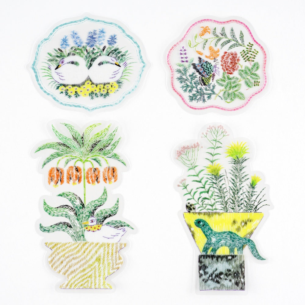 Hobonichi Accessories iyo okumi: Transparent Embroidery Sticker Set - My Garden