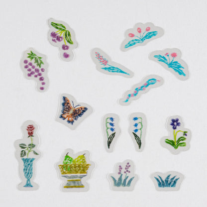 Hobonichi Accessories iyo okumi: Transparent Embroidery Sticker Set - My Garden