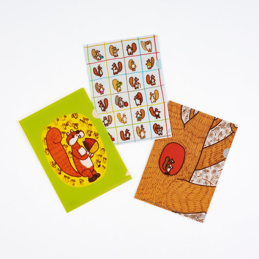 Hobonichi Accessories 100%ORANGE: Hobonichi Folder Set of 3 for A6 Size (Squirrel’s Moving Day)