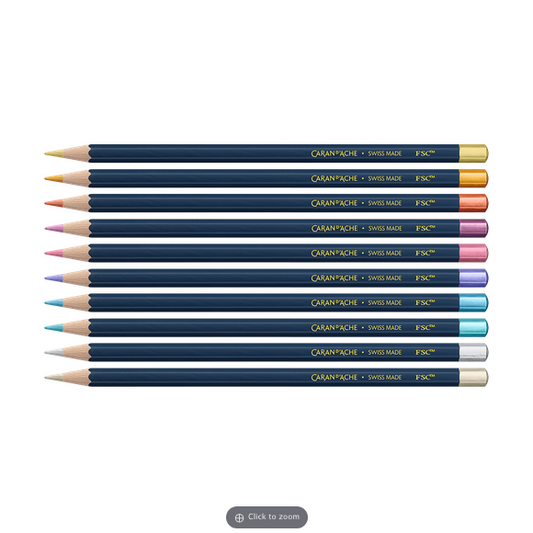 Caran D'Ache Colour Pencil Metalic Set 10 pc Cosmic Blue