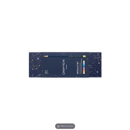 Caran D'Ache Colour Pencil Metalic Set 10 pc Cosmic Blue
