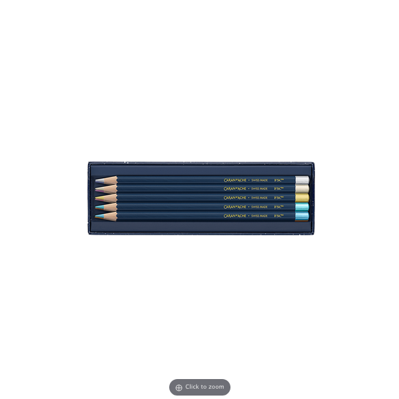 Caran D'Ache Colour Pencil Metalic Set 10 pc Cosmic Blue